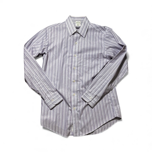 Brooks‎ Brothers Classic Fit Purple Striped Button Down Shirt Men 15\33 Supima - Picture 2 of 8